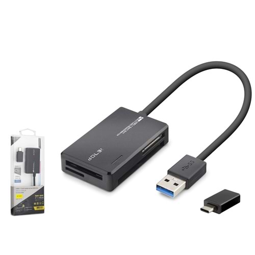 iETOP C313 USB Type-C 3.2 Gen1 All in One Kart Okuyucu CF SD MicroSD MS 5 Gbps Siyah