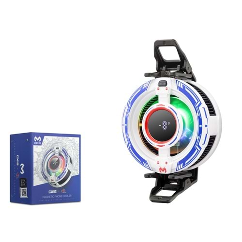 HADRON CX16 Manyetik Klipsli Telefon Soğutucu Fan RGB Isı Göstergeli Beyaz