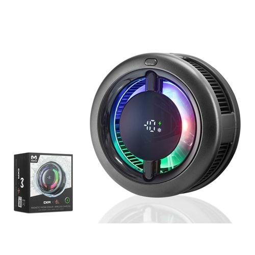 HADRON CX19 Manyetik Telefon Soğutucu Fan 15W Kablosuz Şarjlı RGB Isı Göstergeli Siyah