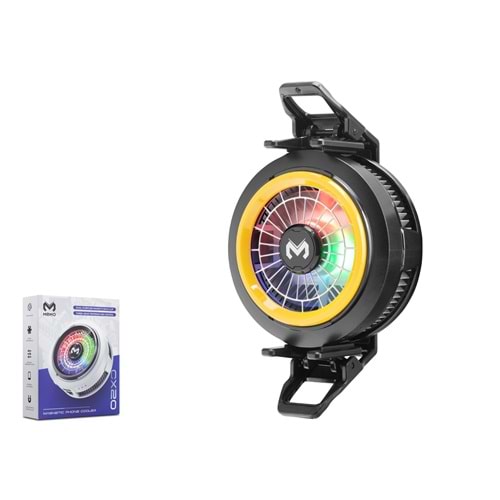 HADRON CX20 Manyetik Klipsli Telefon Soğutucu Fan RGB Siyah