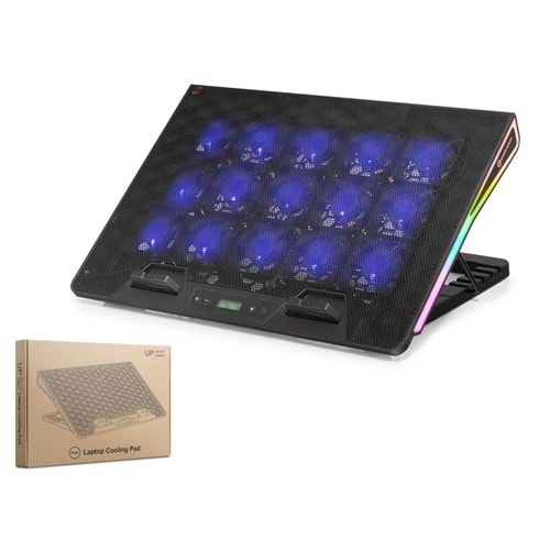 HADRON DCXAA2 Laptop Soğutucu 15 Fanlı RGB Dijital Göstergeli 13–17.3 İnç Siyah