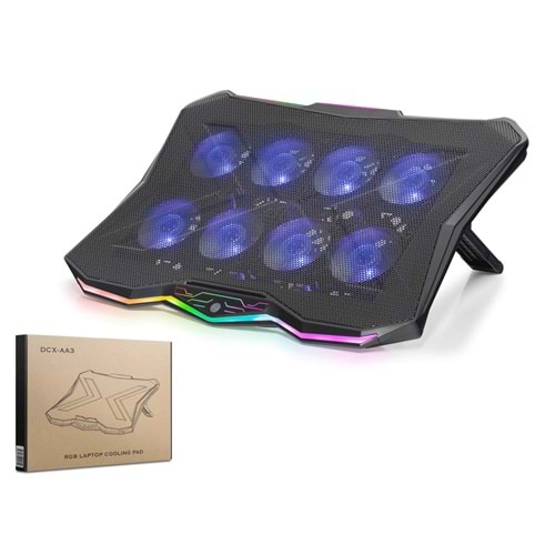HADRON DCXAA3 Laptop Soğutucu 8 Fanlı RGB 13-17.3 İnç Siyah