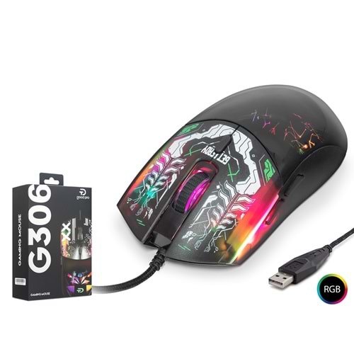 GOOD PRO G306A RGB Gaming Mouse 7200 DPI Graffiti Desenli Siyah