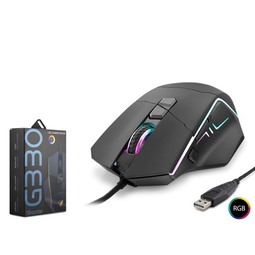HADRON Shooter G330 RGB Gaming Mouse 6400 DPI 8 Tuş Siyah