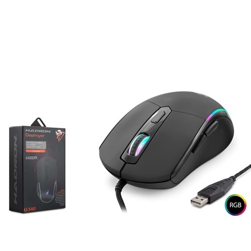 HADRON Destroyer G340 RGB Gaming Mouse 6400 DPI Siyah