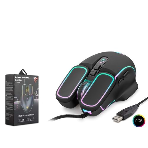 HADRON Bomber G350 RGB Gaming Mouse 6400 DPI 7 Tuş Siyah