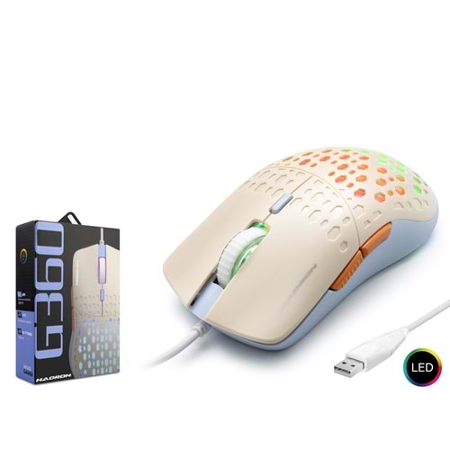 HADRON G360 LED Gaming Mouse 3600 DPI 6 Tuş Beyaz