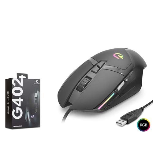 NODAR G402 RGB Gaming Mouse 7200 DPI 7 Tuş 1000Hz Siyah