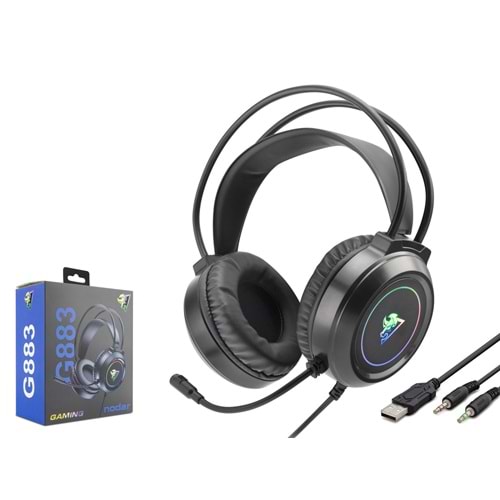 NODAR G883 2x 3.5 mm USB RGB Aydınlatmalı Over-Ear Mikrofonlu Gaming Kulaklık Siyah