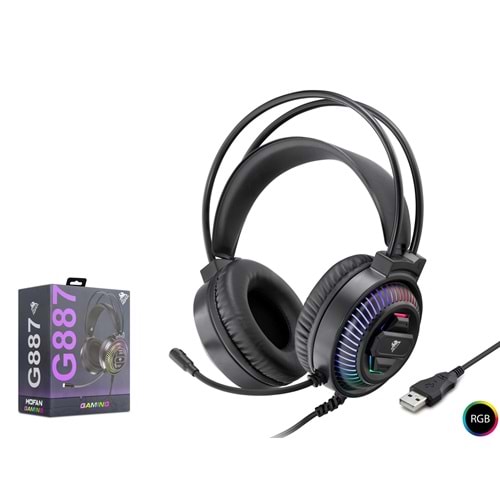 MOFAN G887 USB RGB 7.1 Surround Over-Ear Mikrofonlu Gaming Kulaklık Siyah