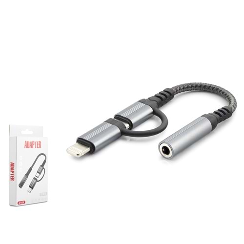 HADRON GJ026 Type-C Lightning 3.5 mm Ses Kablosu Siyah