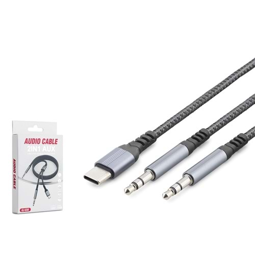 HADRON GJ036 Type-C 3.5 mm Çift Çıkışlı Ses Kablosu 1.15 m Siyah