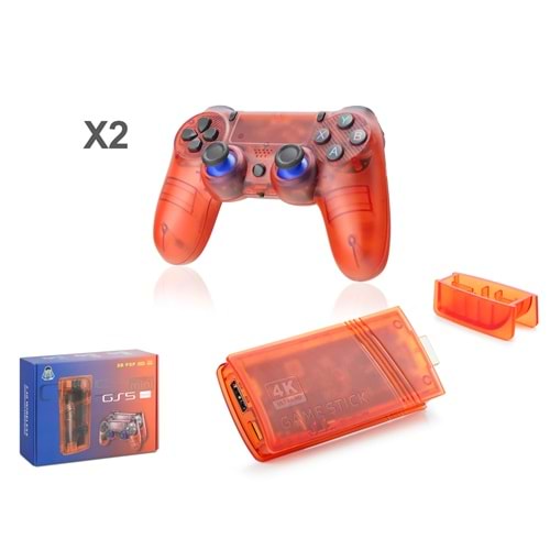 HADRON GS6R MINI Retro Oyun Stick HDMI Çift GamePad Seti 64 GB Hafıza Kartlı 2.4G Kablosuz Kırmızı