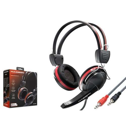 HADRON HD1105 2x 3.5 mm Over-Ear Mikrofonlu Bilgisayar Kulaklığı Siyah Kırmızı