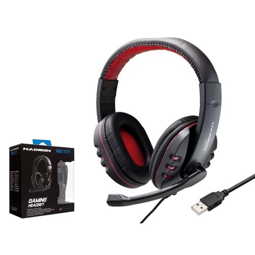 HADRON HD1171 USB Over-Ear Mikrofonlu Gaming Kulaklık PS4 Uyumlu Siyah Kırmızı