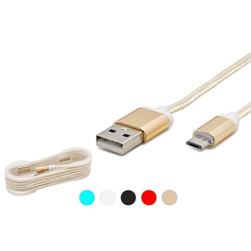 HADRON HD4338 Micro USB Şarj ve Data Kablosu 1.5 m Hasır Örgülü Renkli