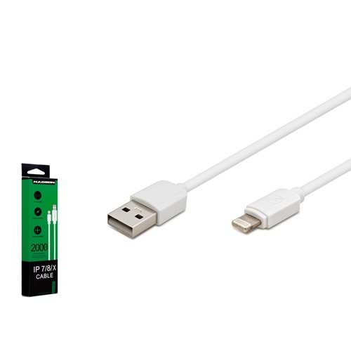 HADRON HD4660 USB Lightning Şarj ve Data Kablosu 2 m PVC Beyaz