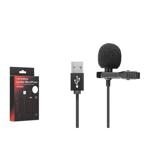HADRON HD569 Yaka Mikrofonu 1.5 m USB Siyah