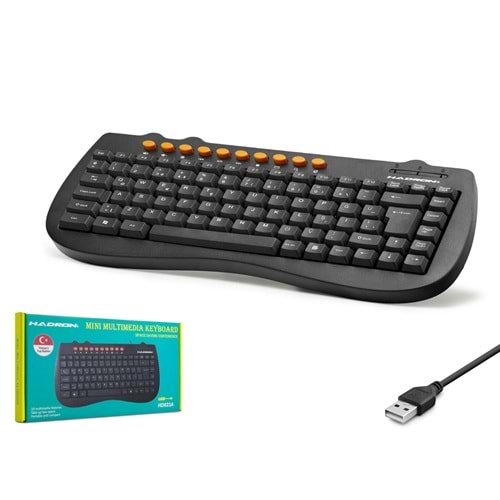 HADRON HD823A Multimedya Mini Klavye 10 Kısayol Tuşlu Siyah