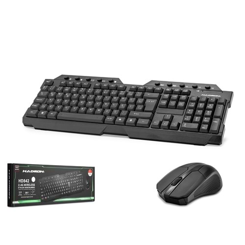 HADRON HD842 Kablosuz Multimedya Klavye Mouse Seti 1600 DPI Siyah