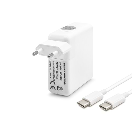 HADRON HD8898 Laptop Adaptörü 60W 20.3V 3A Type-C Beyaz