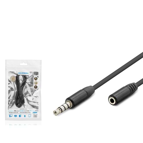 HADRON HDX1012 3.5 mm TRRS AUX Uzatma Kablosu 1.2 m Siyah