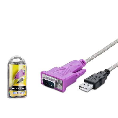 HADRON HDX1025 USB to RS232 Seri Port Dönüştürücü Kablosu 1.5 m Gri Mor