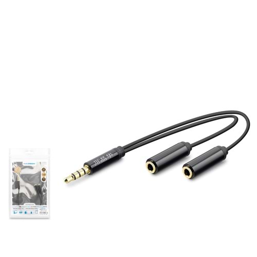 HADRON HDX1071 3.5 mm Kulaklık Mikrofon Ayırıcı Kablo 23 cm Siyah