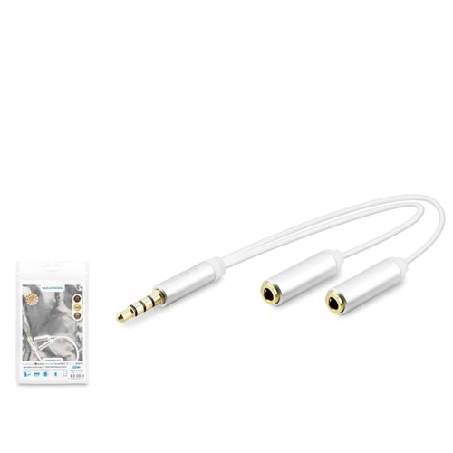 HADRON HDX1072 3.5 mm Kulaklık Mikrofon Ayırıcı Kablo 23 cm Beyaz