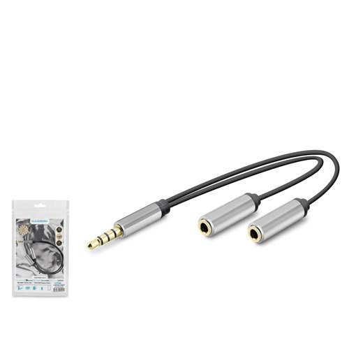 HADRON HDX1087 3.5 mm Kulaklık Mikrofon Ayırıcı Kablo 23 cm Siyah