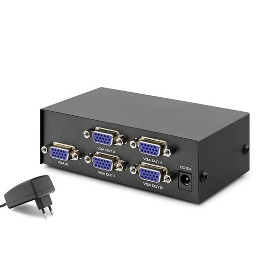 HADRON HDX1278 VGA Splitter 200 MHz 1 Giriş 4 Çıkış Siyah