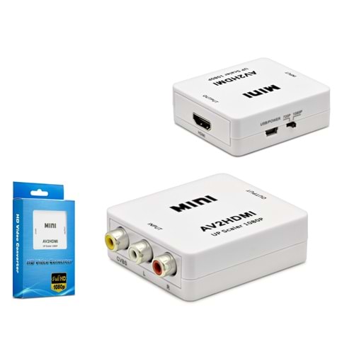 HADRON HDX1282 AV to HDMI Görüntü Dönüştürücü 1080p Beyaz