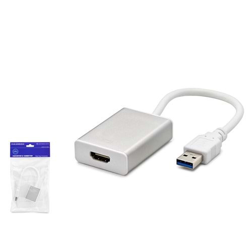 HADRON HDX1287 USB 3.0 to HDMI Görüntü Dönüştürücü 1080p 50/60 Hz Beyaz