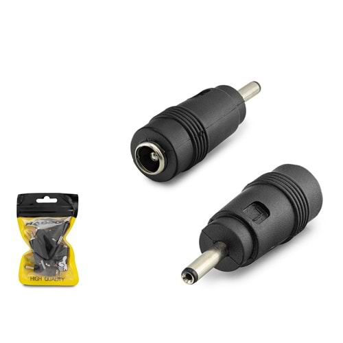 HADRON HDX1313 DC Jack Dönüştürücü 5.5x2.5 mm Soket 3.0x1.1 mm Fiş 10 Adetli Paket Siyah