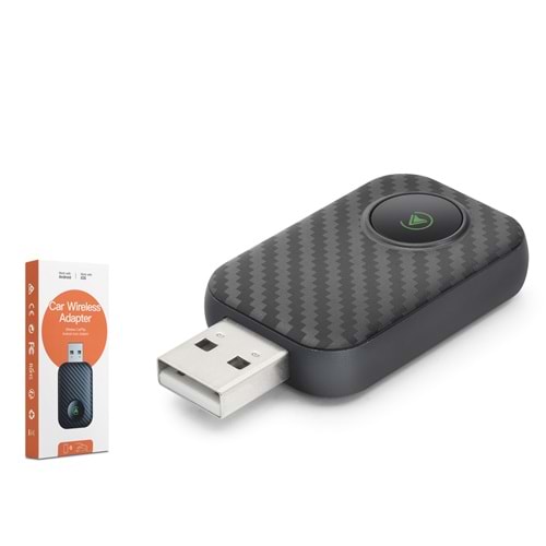 HADRON HDX1394 Kablosuz CarPlay Android Auto Adaptörü Bluetooth 5.0 5 GHz WiFi USB Siyah