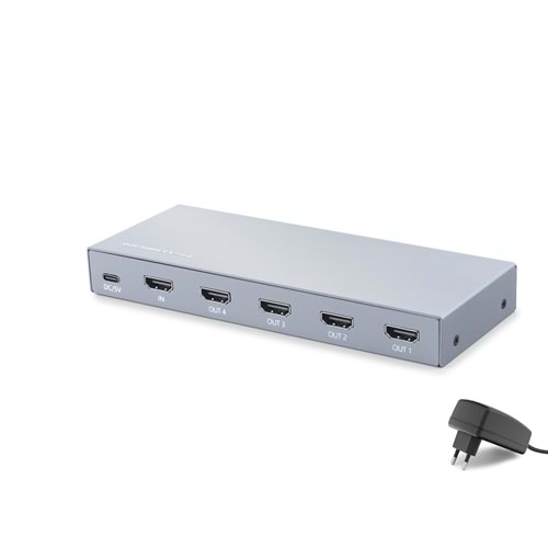 HADRON HDX1432 HDMI Splitter EDID 8K 60 Hz 1 Giriş 4 Çıkış Gri