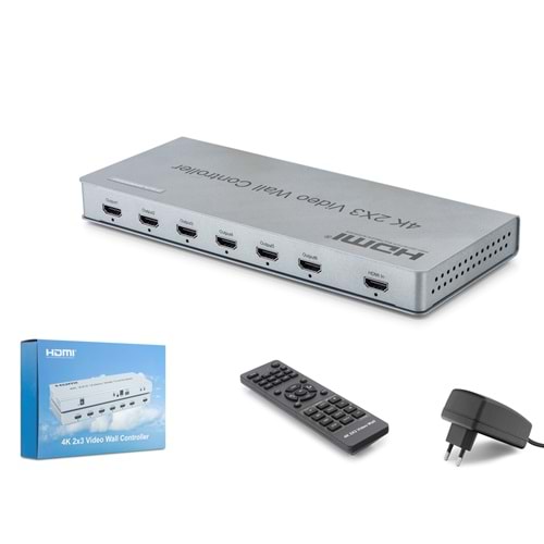 HADRON HDX1435 HDMI Video Wall Controller Kumandalı 4K 6 Ekran Gri