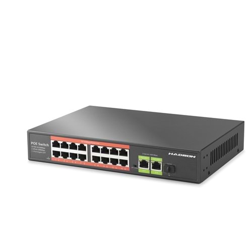 HADRON HDX1442 AI PoE Switch 16 Port 2 Uplink 1 SFP Gigabit 210W Siyah