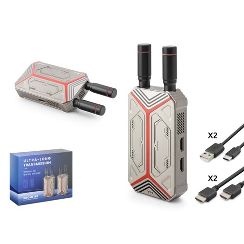 HADRON HDX1447 Uzun Mesafe Kablosuz HDMI Görüntü Aktarım Seti 1 Verici 1 Alıcı Gri