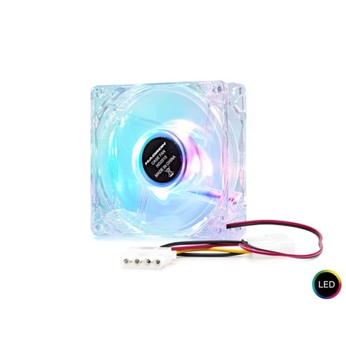HADRON HDX1516 Kasa Fanı LED 80 mm Şeffaf