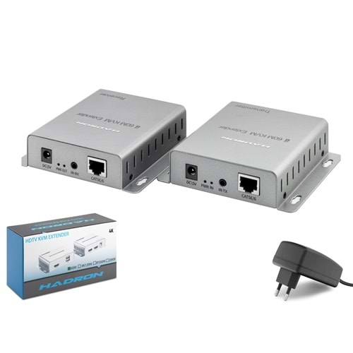 HADRON HDX1600 HDMI KVM Extender Loop Out IR 4K 30 Hz 60 m Gri