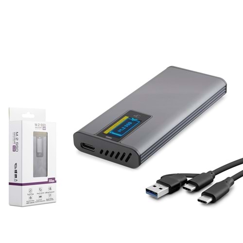 HADRON HDX1780 M.2 NVMe Harici SSD Kutusu USB Type-C 10 Gbps RGB Gri