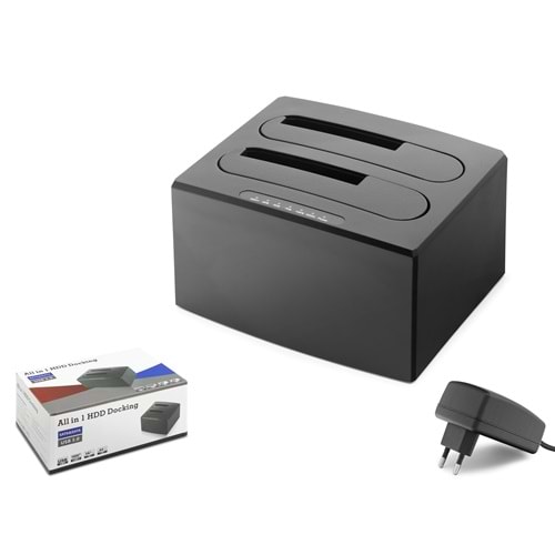 HADRON HDX1791 USB 3.0 SATA HDD SSD Docking Station 2.5 3.5 İnç 2 Yuvalı Klonlama Siyah