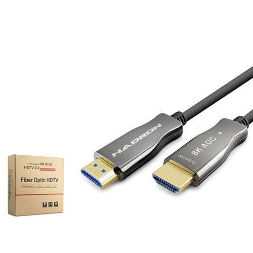 HADRON HDX2061 Fiber Optik HDMI 2.0 Kablo 8K 60 Hz 10 m Siyah Gri