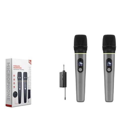HADRON HDX2791G UHF Kablosuz 2 Mikrofonlu 6.35 mm Set Gri