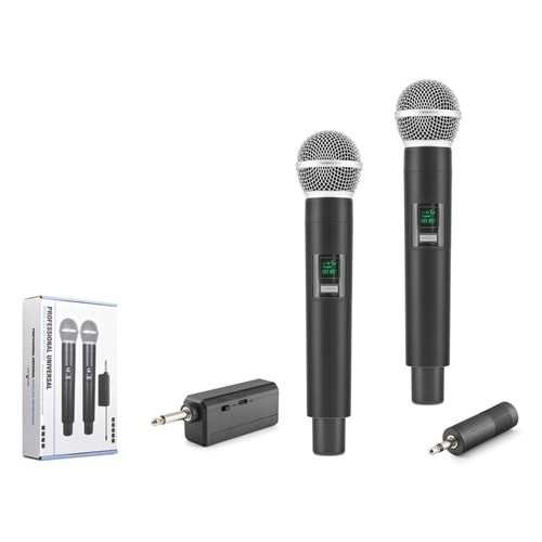HADRON HDX2802 UHF Kablosuz 2 Mikrofonlu Set 6.35 mm Siyah