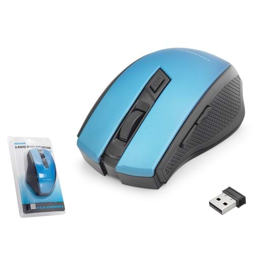 HADRON HDX3404B Dual Mode Kablosuz Mouse 2.4 GHz Bluetooth 5.2 1600 DPI Mavi Siyah