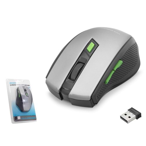 HADRON HDX3404G Dual Mode Kablosuz Mouse 2.4 GHz Bluetooth 5.2 1600 DPI Gri Siyah