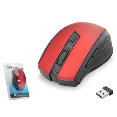 HADRON HDX3404R Dual Mode Kablosuz Mouse 2.4 GHz Bluetooth 5.2 1600 DPI Kırmızı Siyah