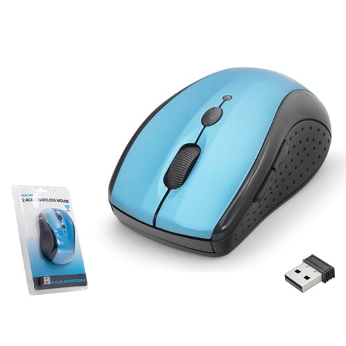 HADRON HDX3405B Dual Mode Kablosuz Mouse 2.4 GHz Bluetooth 5.2 1600 DPI Mavi Siyah